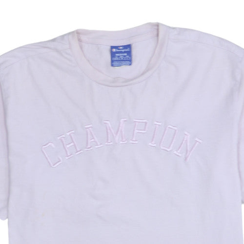 Champion Womens White Embroidered Logo T-Shirt Size M