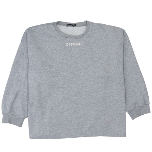 Boohoo Womens Grey Crew Neck Official Logo Sweatshirt Size 12