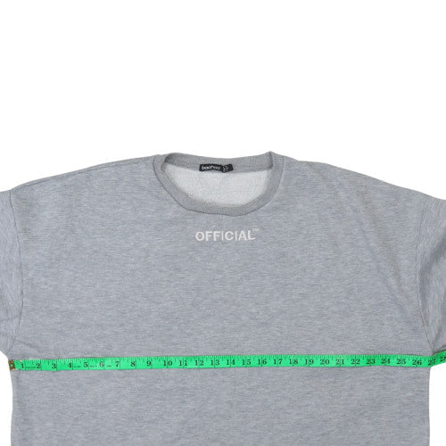 Boohoo Womens Grey Crew Neck Official Logo Sweatshirt Size 12