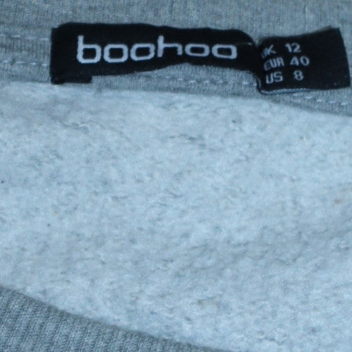 Boohoo Womens Grey Crew Neck Official Logo Sweatshirt Size 12