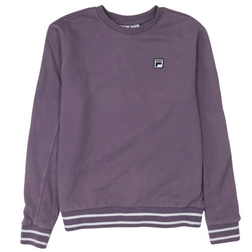 Fila Women Purple Crew Neck Sweatshirt S Logo Cotton Blend Casual