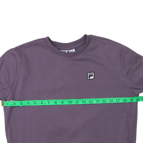 Fila Women Purple Crew Neck Sweatshirt S Logo Cotton Blend Casual