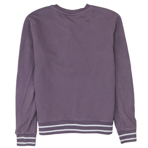 Fila Women Purple Crew Neck Sweatshirt S Logo Cotton Blend Casual