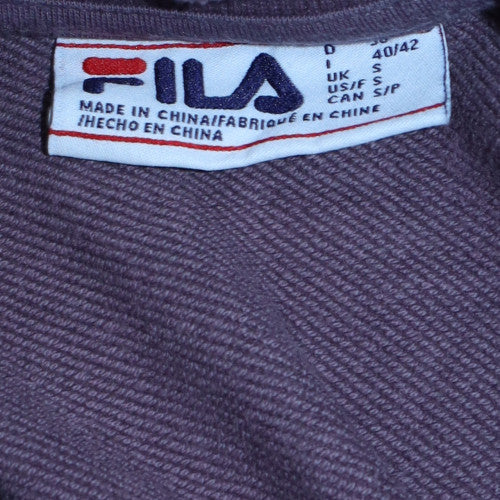 Fila Women Purple Crew Neck Sweatshirt S Logo Cotton Blend Casual