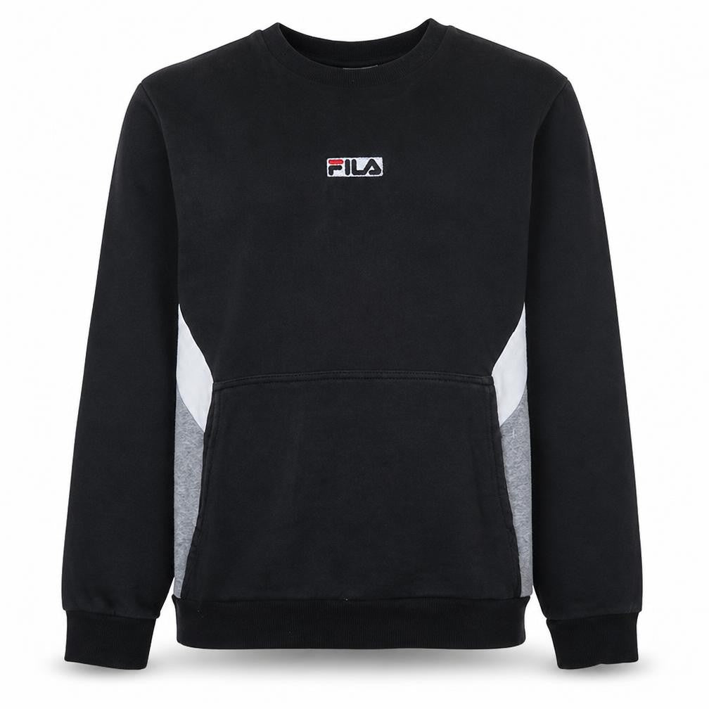 Front view of Fila Men's Black M Pullover Crew Neck Sweatshirt