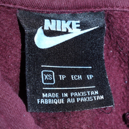 Nike Men's Maroon Pullover Hoodie XS Cotton Blend Logo Sweatshirt