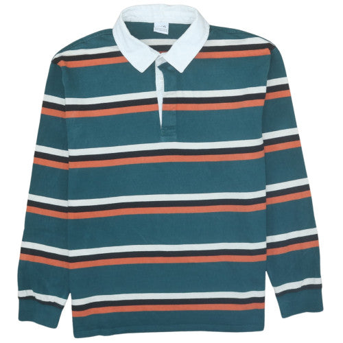 Zara Men's Multicoloured Striped Collared Henley Sweatshirt M