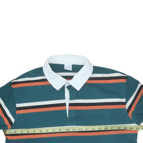 Zara Men's Multicoloured Striped Collared Henley Sweatshirt M