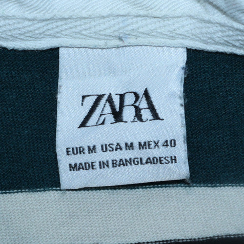 Zara Men's Multicoloured Striped Collared Henley Sweatshirt M