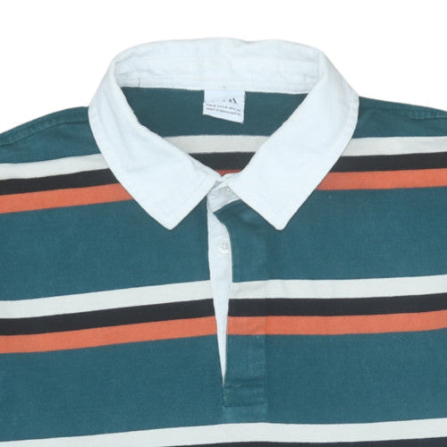 Zara Men's Multicoloured Striped Collared Henley Sweatshirt M