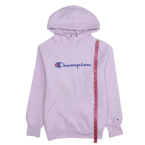 Champion Womens Pink Pullover Hoodie Small Logo Graphic Casual