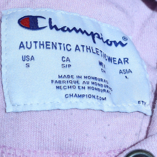 Champion Womens Pink Pullover Hoodie Small Logo Graphic Casual