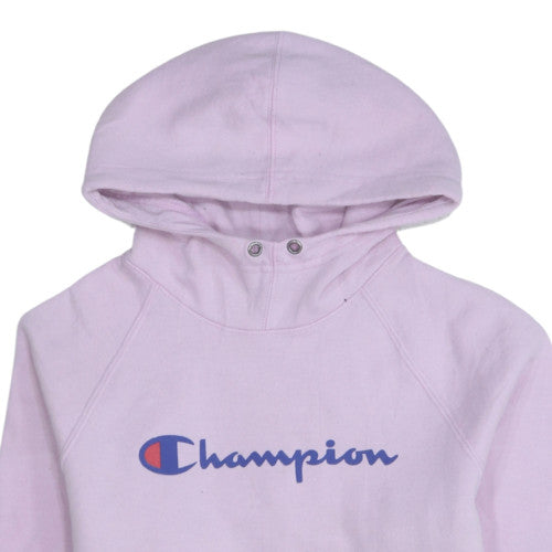 Champion Womens Pink Pullover Hoodie Small Logo Graphic Casual