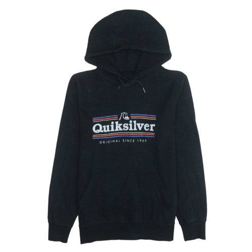 Quiksilver Men's Black Pullover Hoodie Small Logo Graphic Sweatshirt