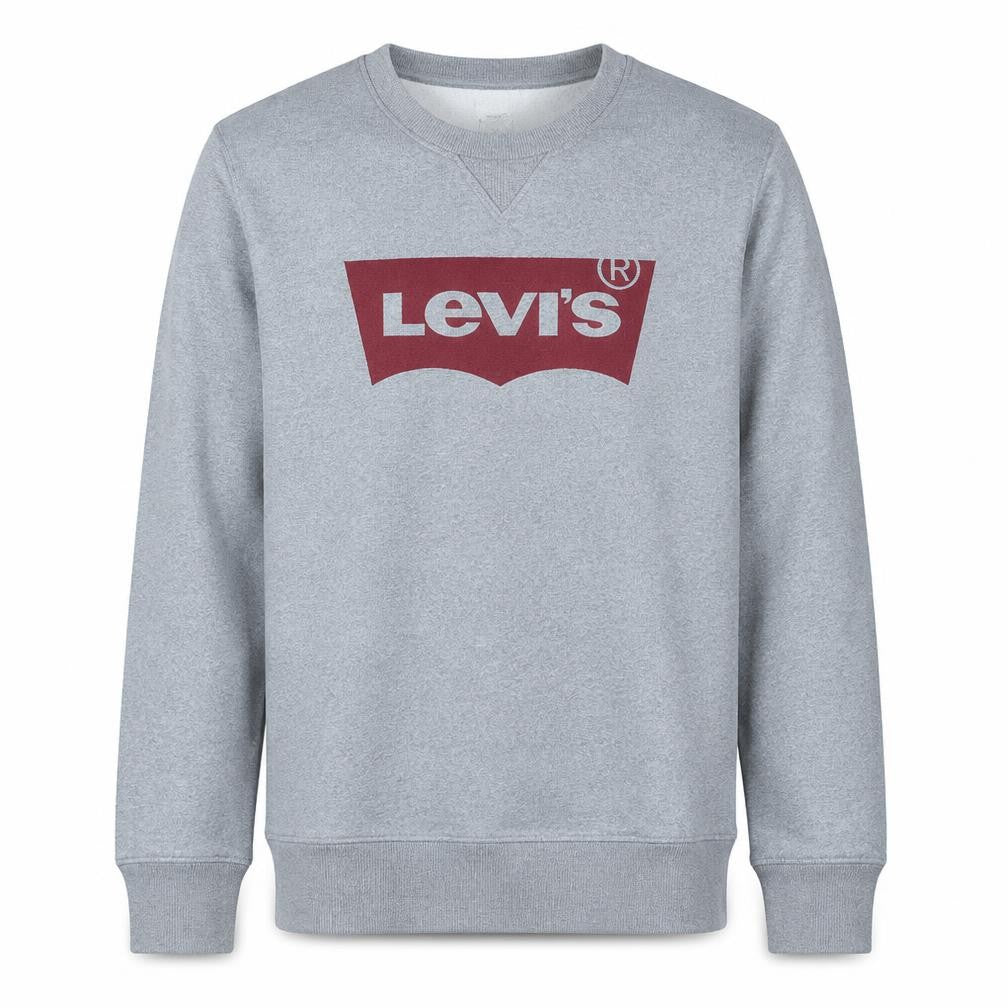 Front view of Levi's Men's Grey Logo Crew Neck Sweatshirt, size M