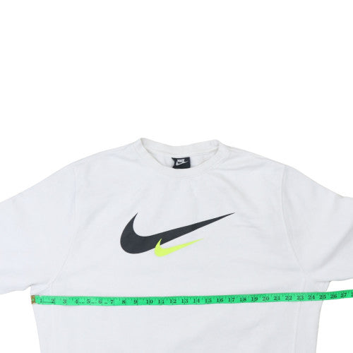 Nike Men's White Pullover Crew Neck Sweatshirt L Sports Logo Fleece