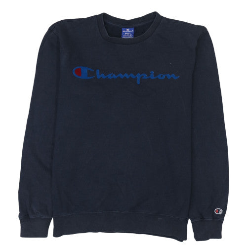 Champion Men's Navy Blue Small Crew Neck Cotton Sweatshirt