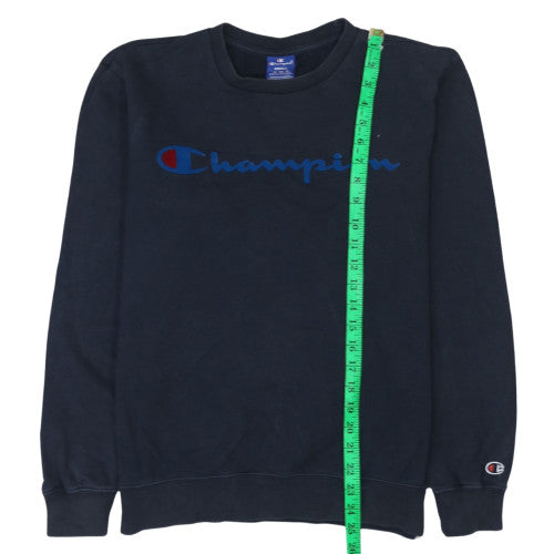 Champion Men's Navy Blue Small Crew Neck Cotton Sweatshirt