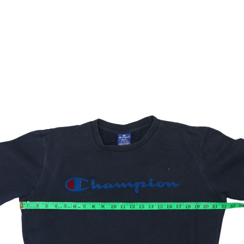 Champion Men's Navy Blue Small Crew Neck Cotton Sweatshirt