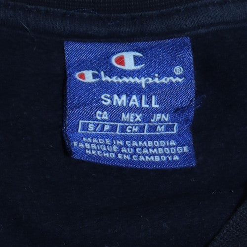 Champion Men's Navy Blue Small Crew Neck Cotton Sweatshirt