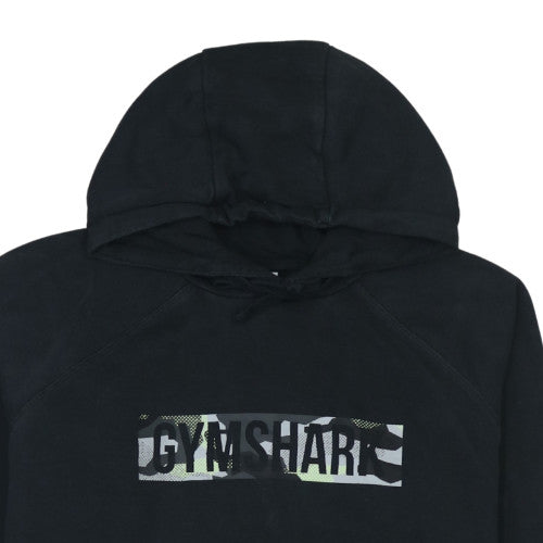 Gymshark Men’s Black Pullover Hoodie M Regular Fit Fleece Logo