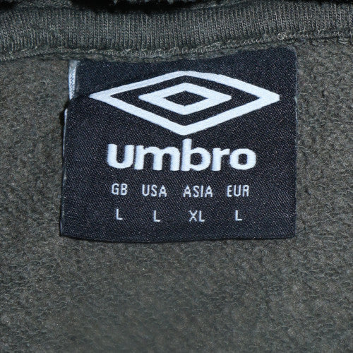 Umbro Men's Green Pullover Hoodie Size L Logo Fleece Sweatshirt