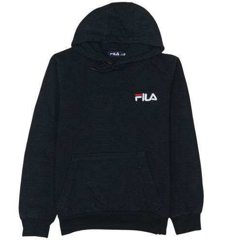FILA Men's Black Small Pullover Hoodie with Logo Pocket