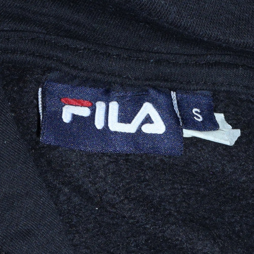 FILA Men's Black Small Pullover Hoodie with Logo Pocket