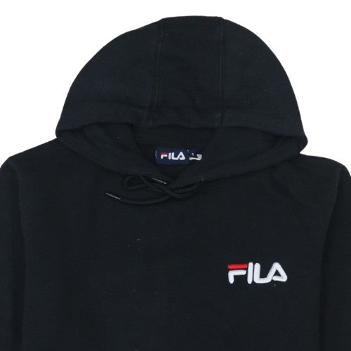 FILA Men's Black Small Pullover Hoodie with Logo Pocket