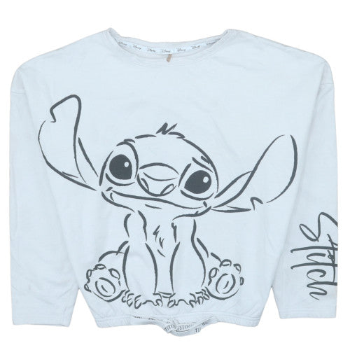 Disney George Women White Stitch Pullover Sweatshirt Size 8-10