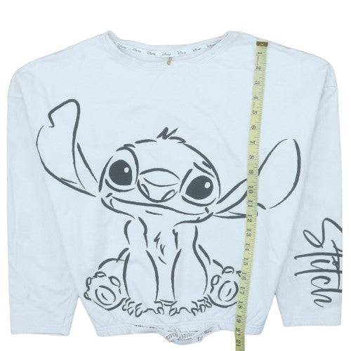 Disney George Women White Stitch Pullover Sweatshirt Size 8-10