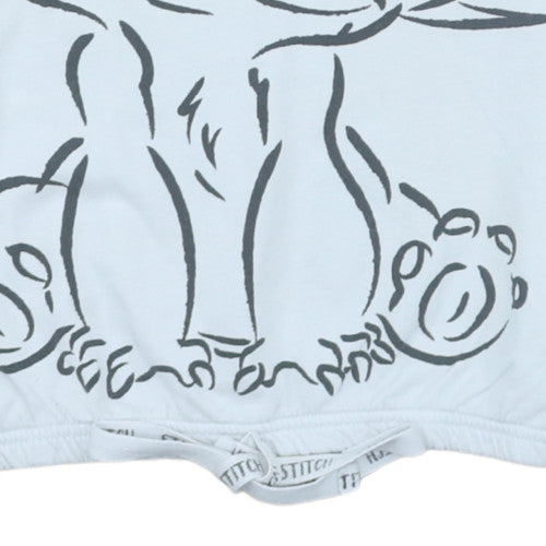 Disney George Women White Stitch Pullover Sweatshirt Size 8-10