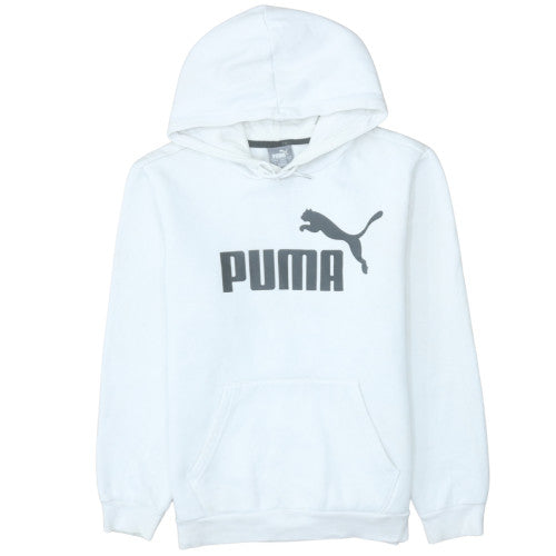 Puma Men's White Small Pullover Hoodie with Logo Print