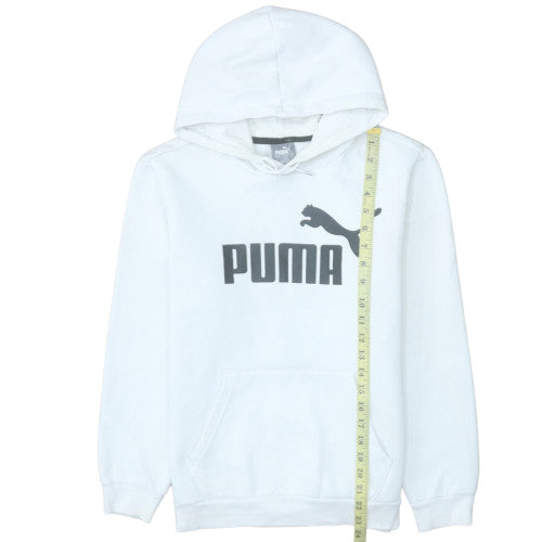 Puma Men's White Small Pullover Hoodie with Logo Print