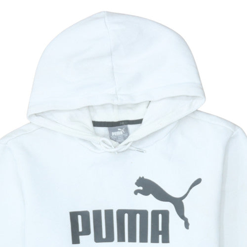 Puma Men's White Small Pullover Hoodie with Logo Print