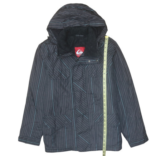 Quiksilver Men's Black Striped Hooded Parka Jacket Size S