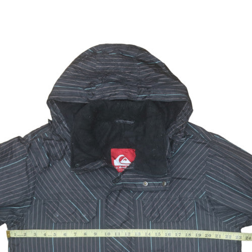 Quiksilver Men's Black Striped Hooded Parka Jacket Size S