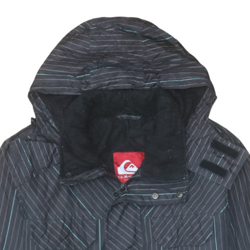 Quiksilver Men's Black Striped Hooded Parka Jacket Size S