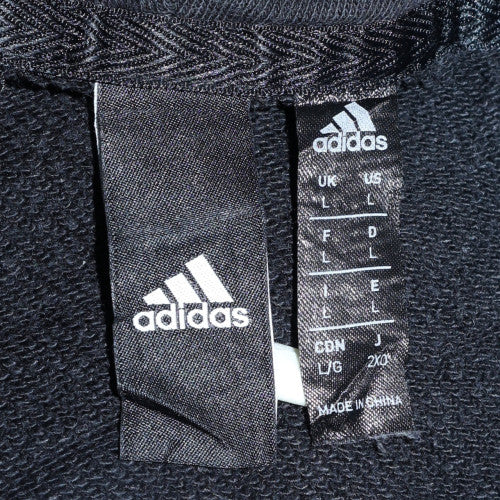 Adidas Mens Black Pullover Hoodie L Hooded Sports Sweatshirt