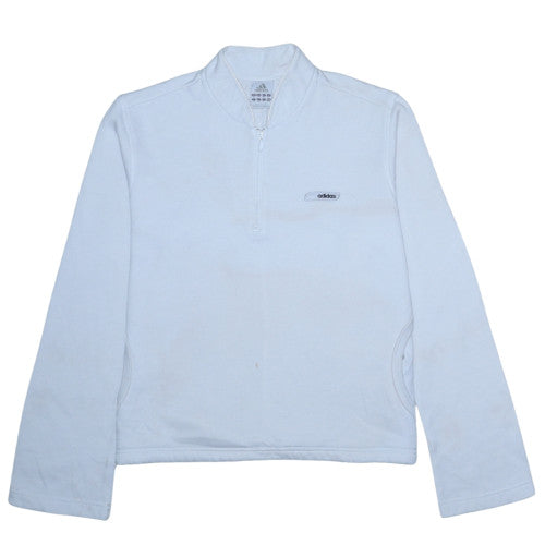 Adidas Women’s Light Blue 1/2 Zip Sweatshirt UK 14 Classic Pullover