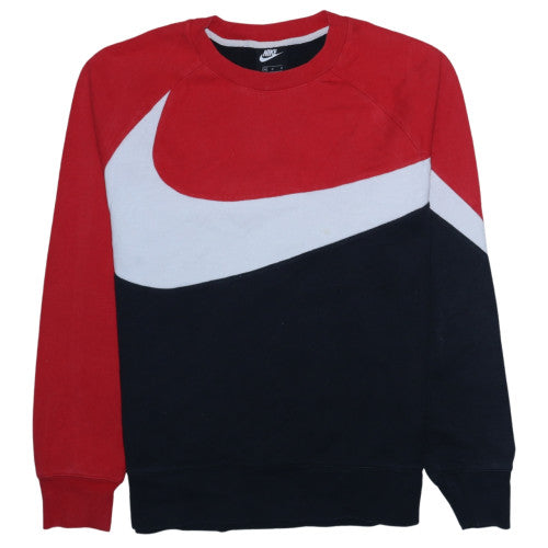 Nike Men's Red Colourblock Logo Sweatshirt Size M Crew Neck Pullover