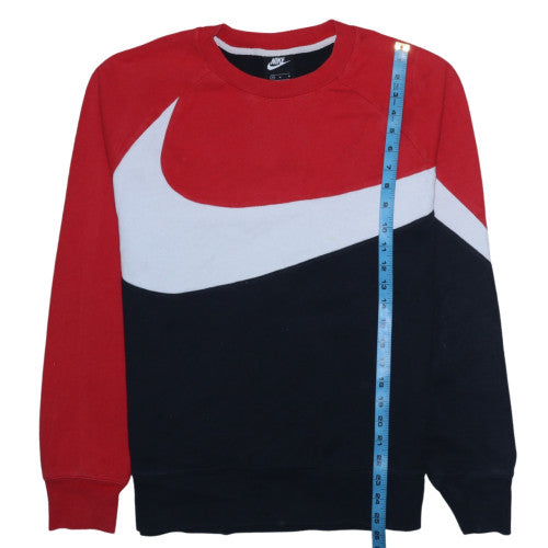 Nike Men's Red Colourblock Logo Sweatshirt Size M Crew Neck Pullover