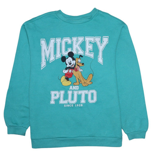 Disney Girls Turquoise Mickey & Pluto Sweatshirt 13-14 Years Pullover Fleece