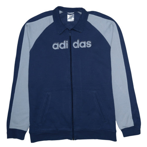 Adidas Mens Blue Full Zip Collared Sweatshirt Size L