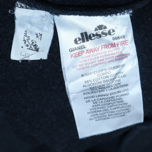 Ellesse Men's Black Pullover Hoodie S Logo Fleece Sweatshirt