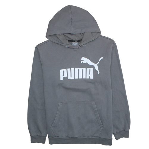 Puma Men's Grey XL Pullover Hoodie with Logo Print