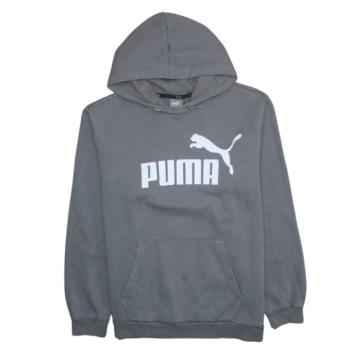 Puma Men's Grey XL Pullover Hoodie with Logo Print