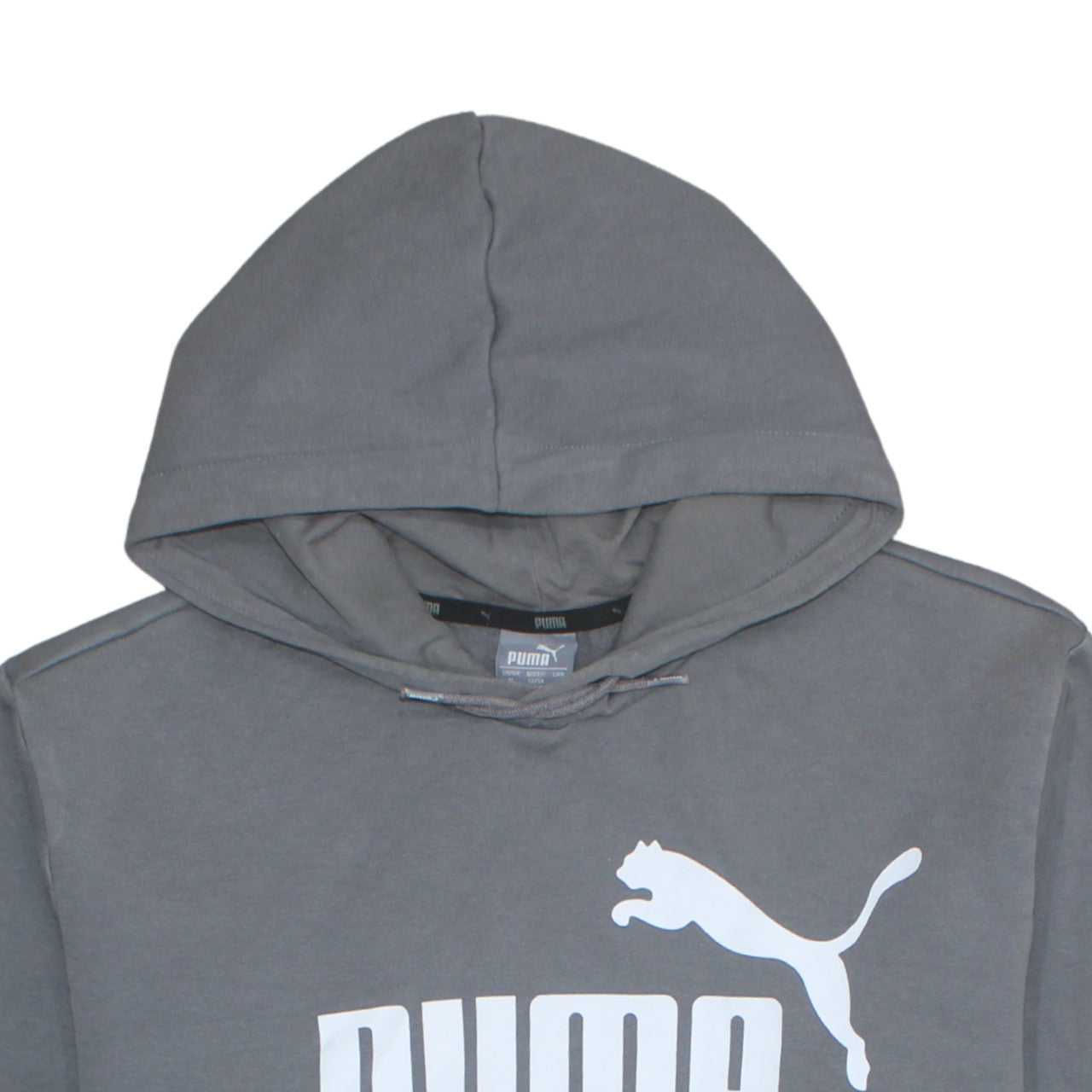 Puma Men's Grey XL Pullover Hoodie with Logo Print
