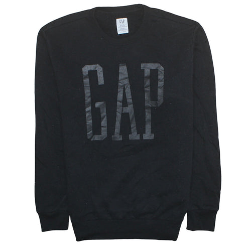 GAP Mens Black Crew Neck Logo Pullover Sweatshirt Size S
