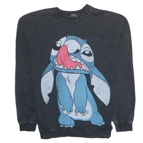 Bershka Womens Black Stitch Disney Graphic Pullover Sweatshirt Size S